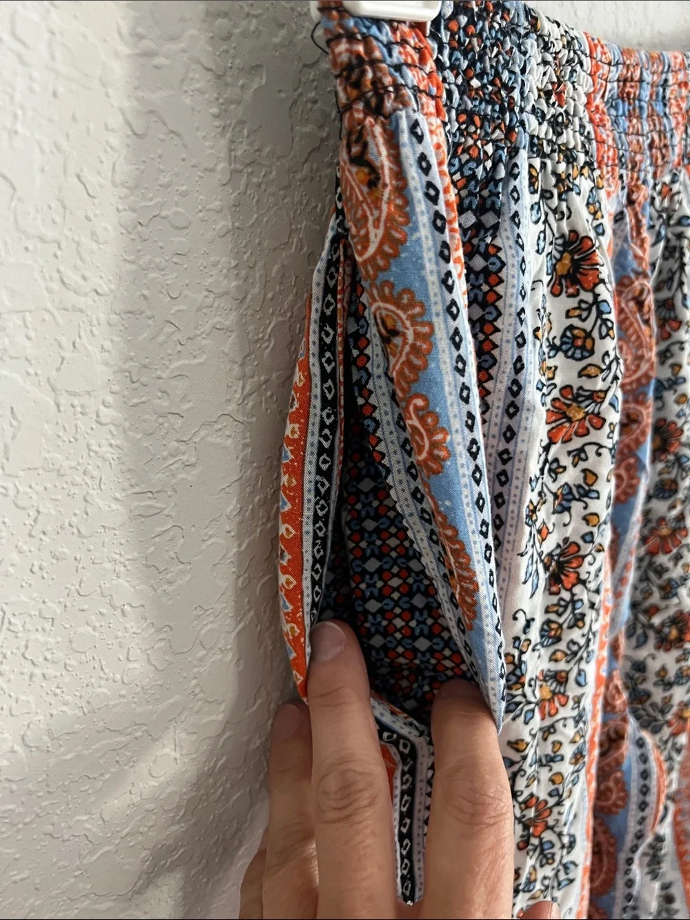 New Look Striped Paisley Wide-Leg Pants in Blue, Rust & White